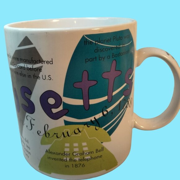 Starbucks Massachusetts Coffee Mug Cup Fun Facts States of Bean 1997  16 oz - Picture 2 of 16